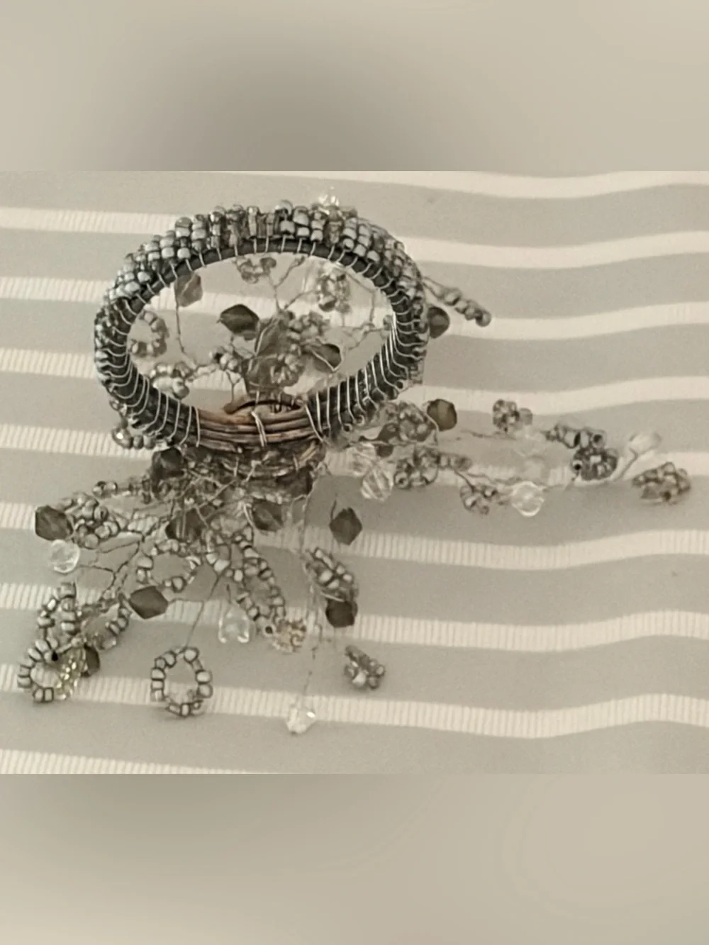 Pottery Barn Napkin Rings In Box Set Of Four Silver Spray NWT Original Box